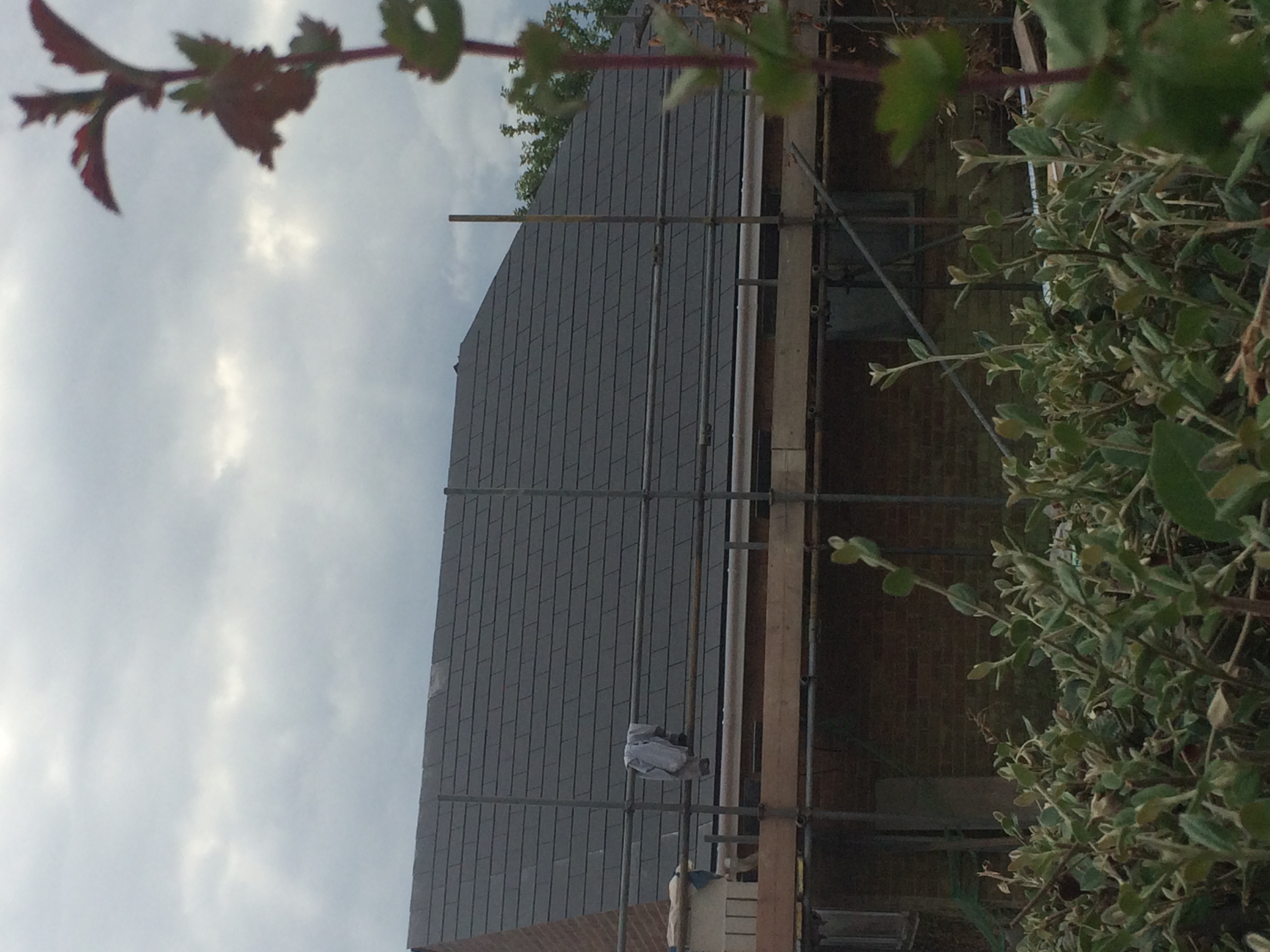 Roof covering viewed from scaffolding on a Leicester property