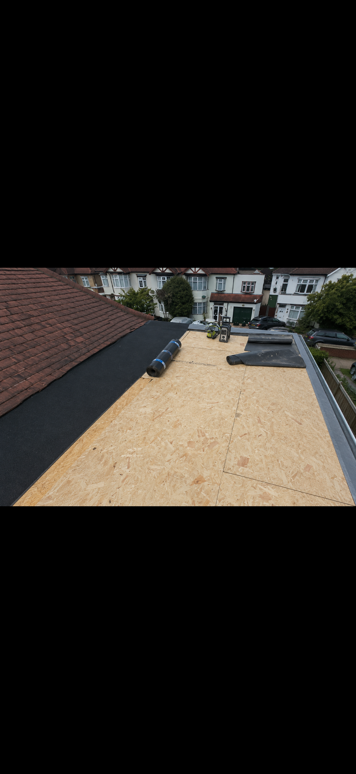 Finished tiled roof with clipped ridge running the length of the property