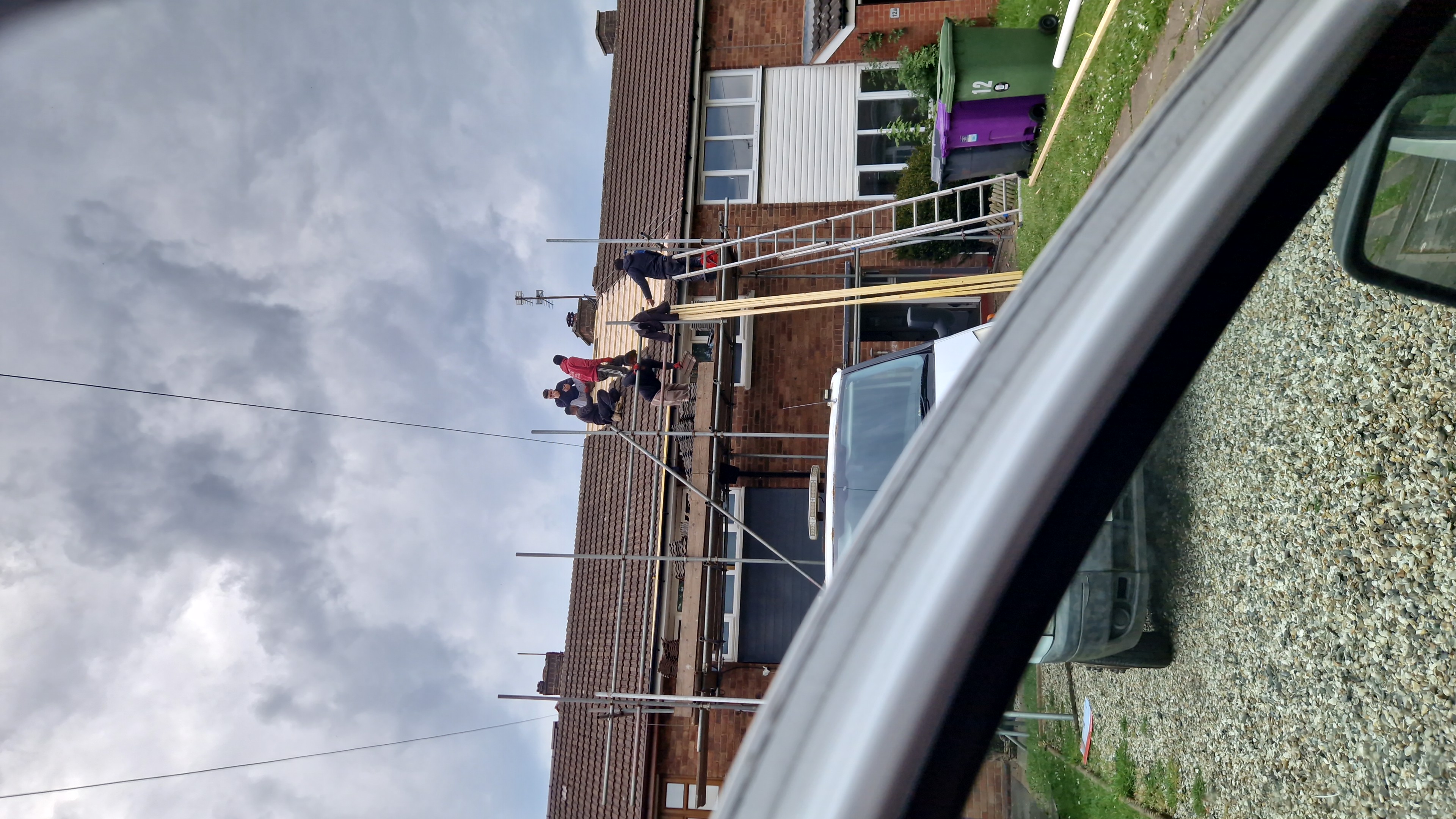 Close view of freshly laid roof tiles