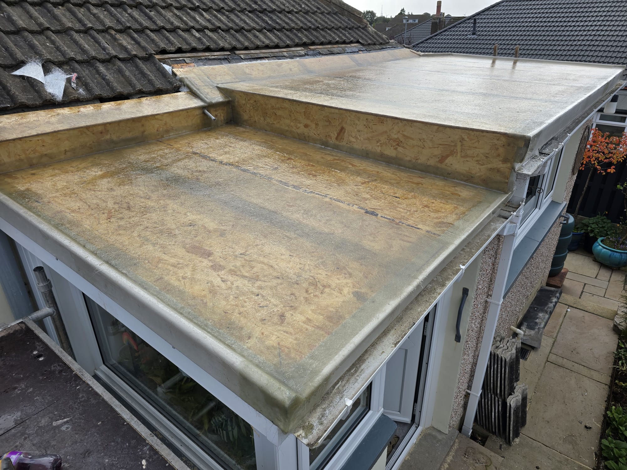 Slate roof slope after repair work