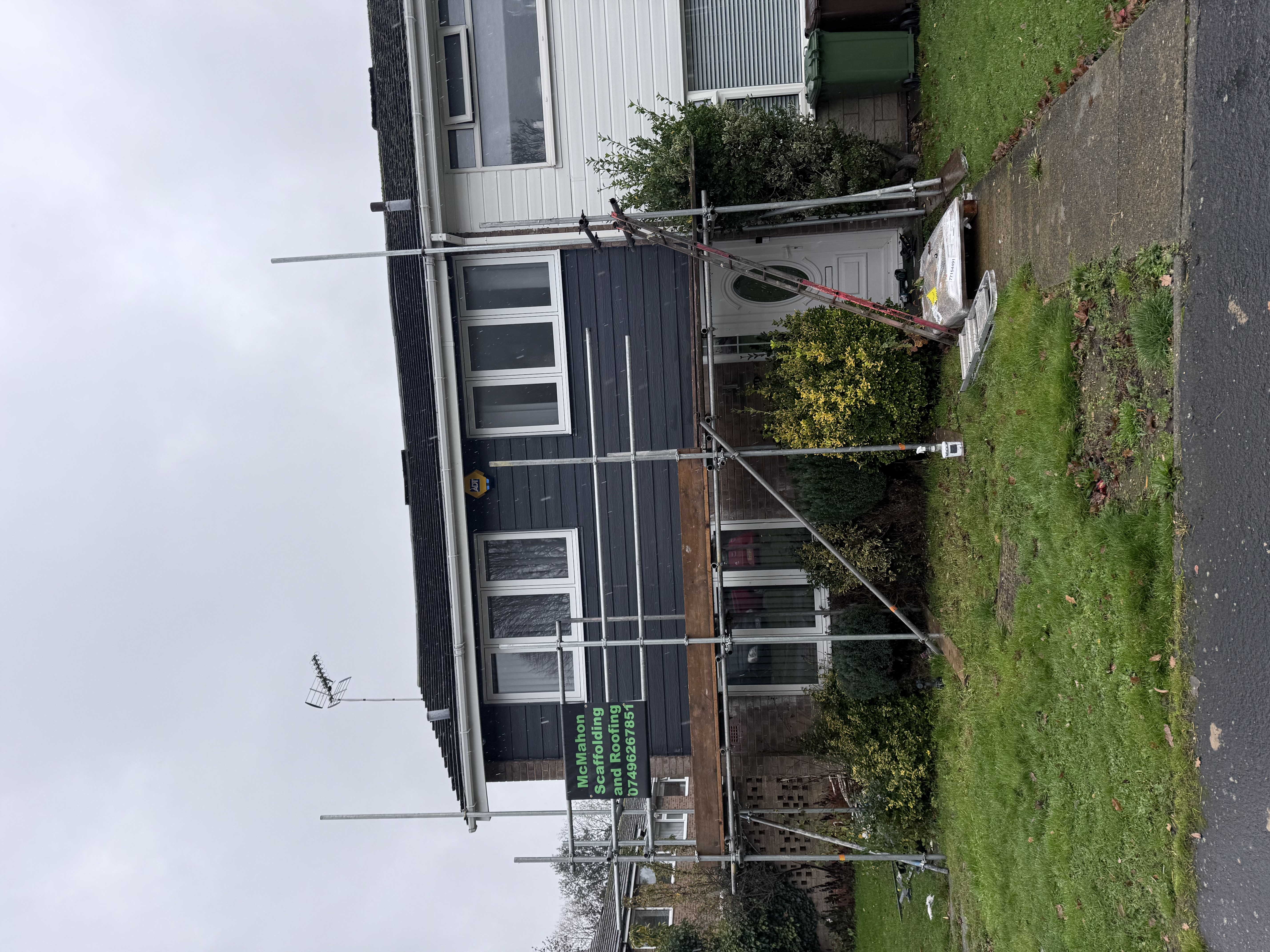 New roof covering on a bungalow with black fascias
