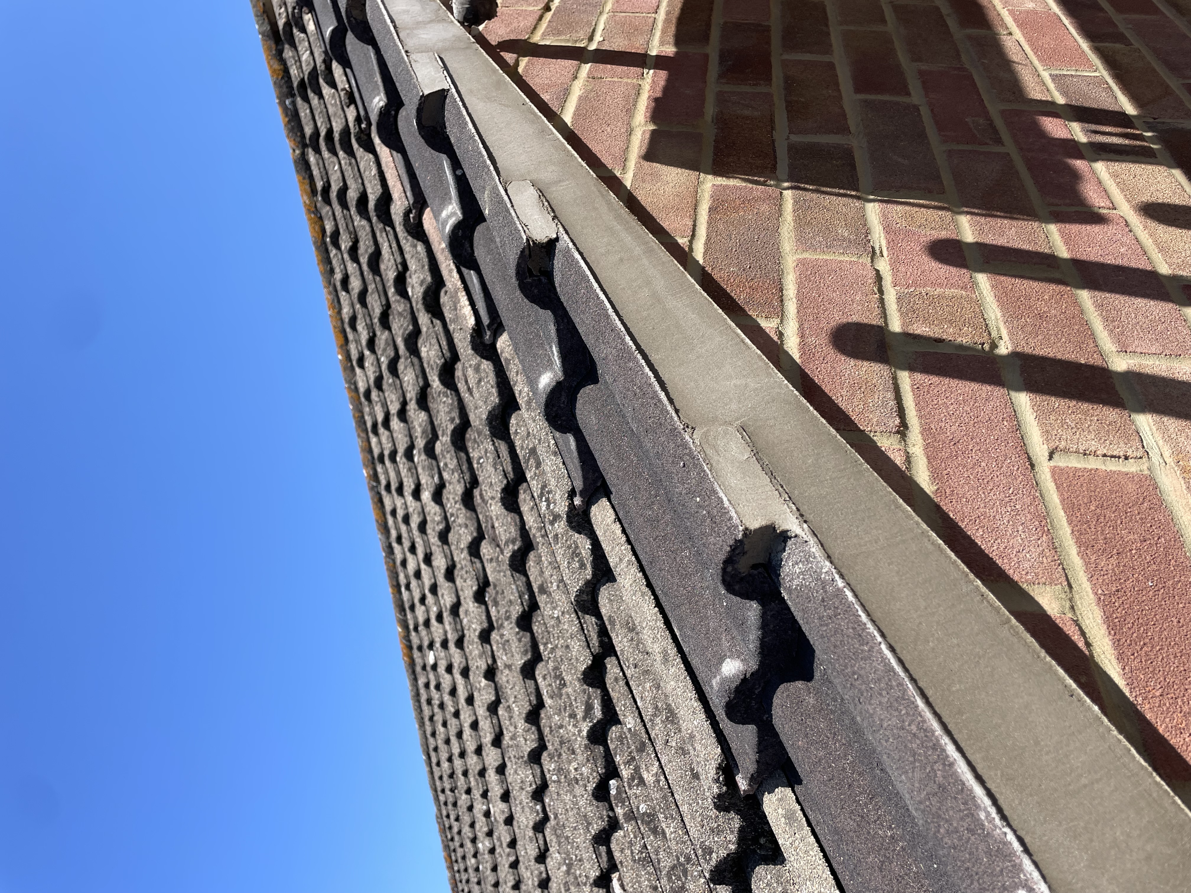 Finished section of roof seen from above