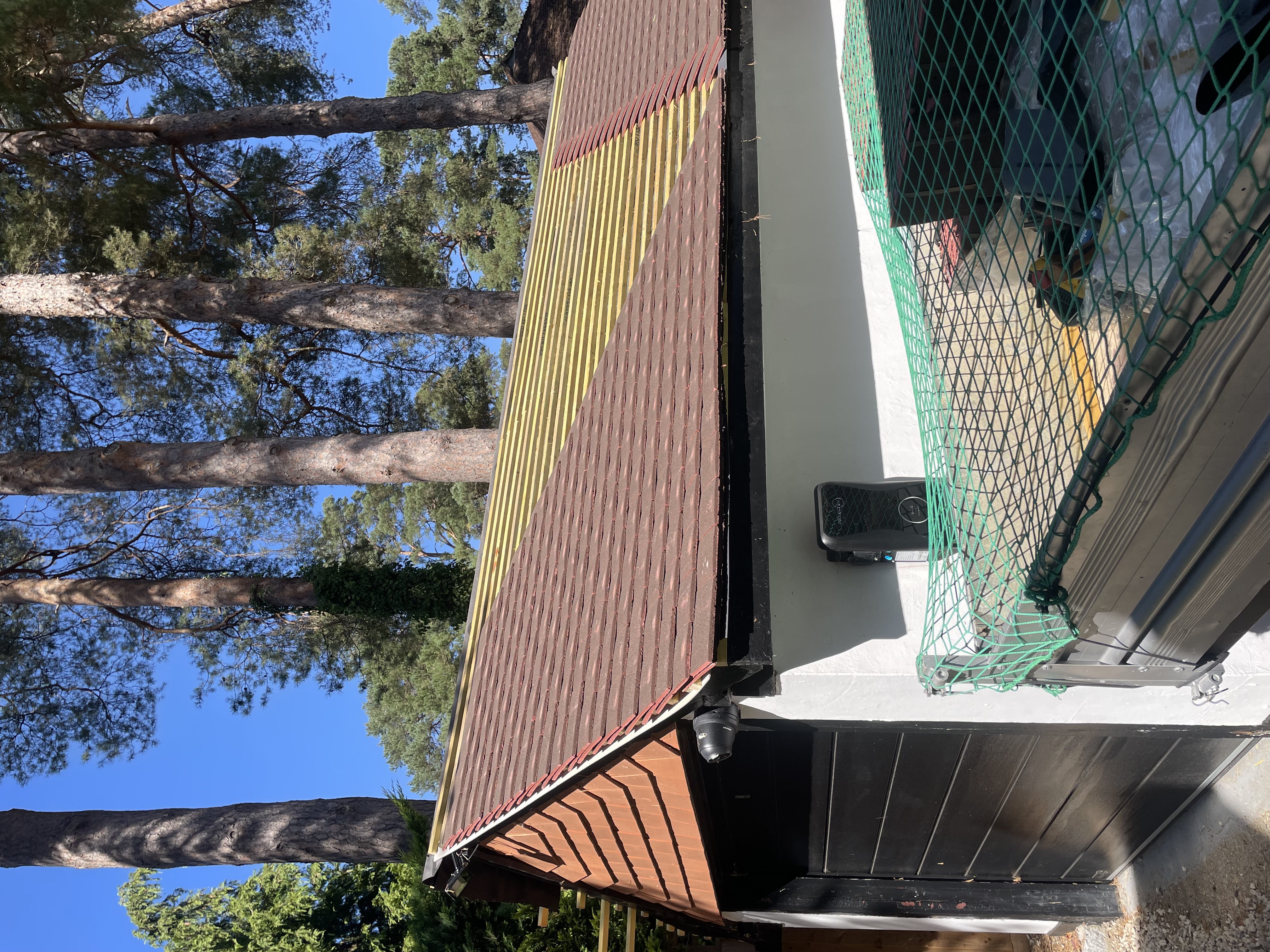 Roof work in progress on a house