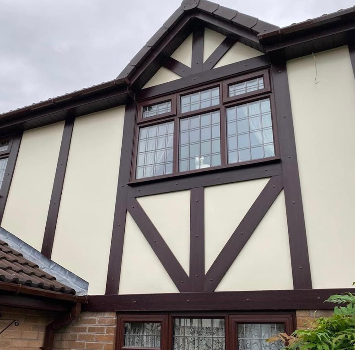 Renewed dark timber detailing on the front of a house