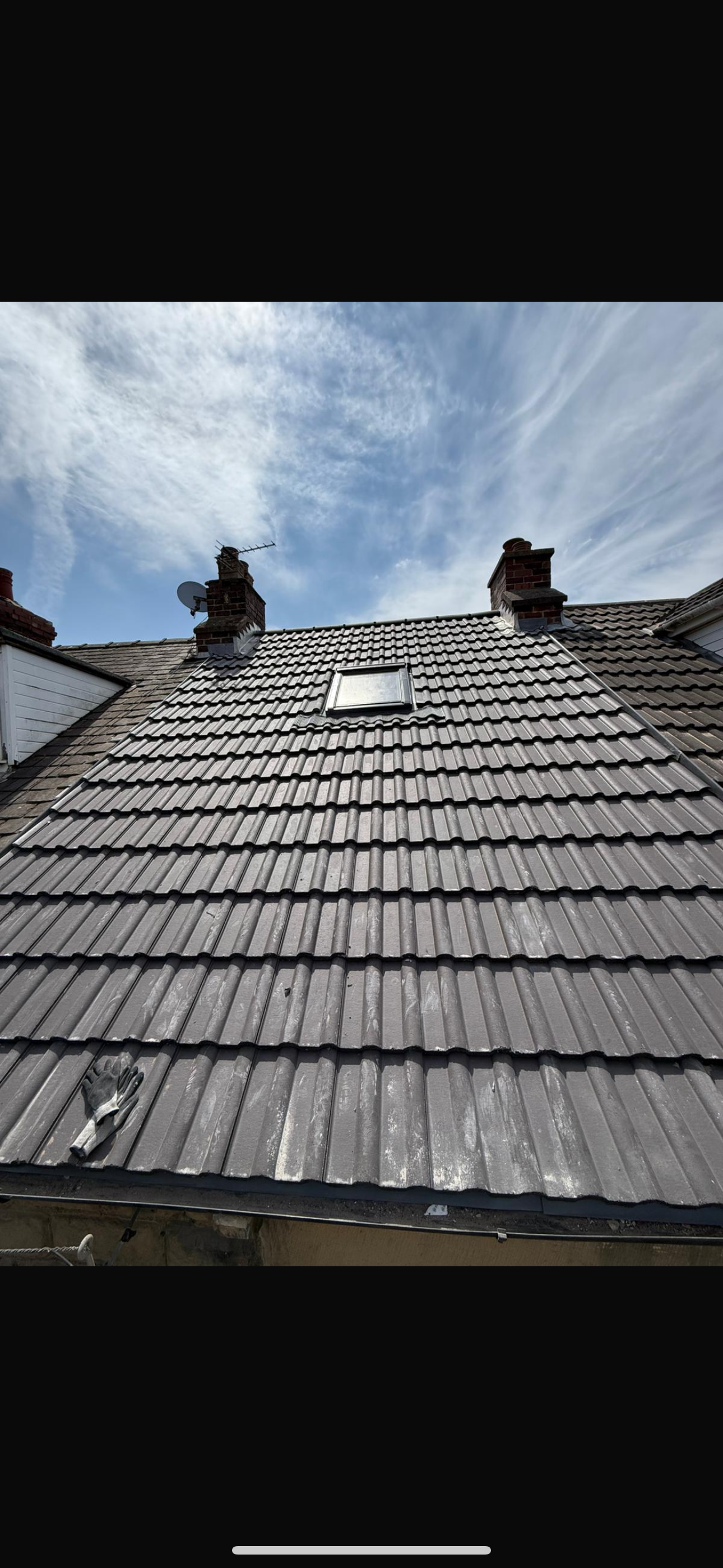 Gable end and verge of a house roof with pointing along the edge