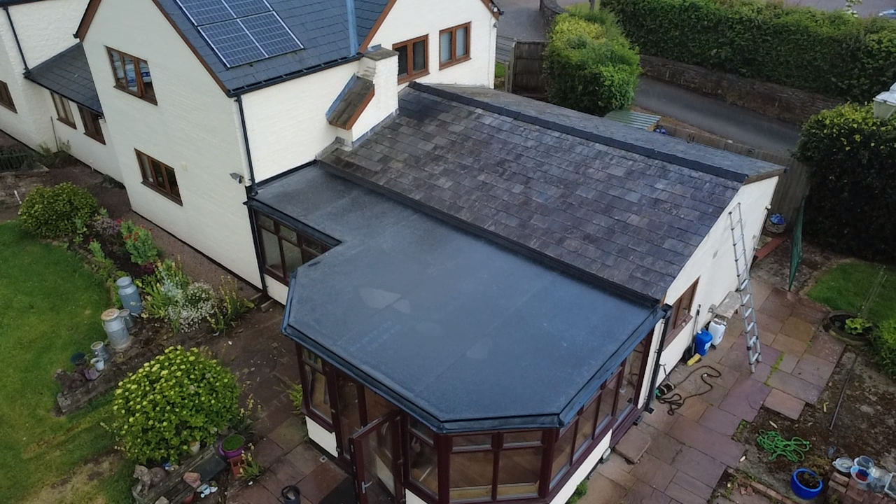 Roof and roofline of a property in the Hereford area after work was completed