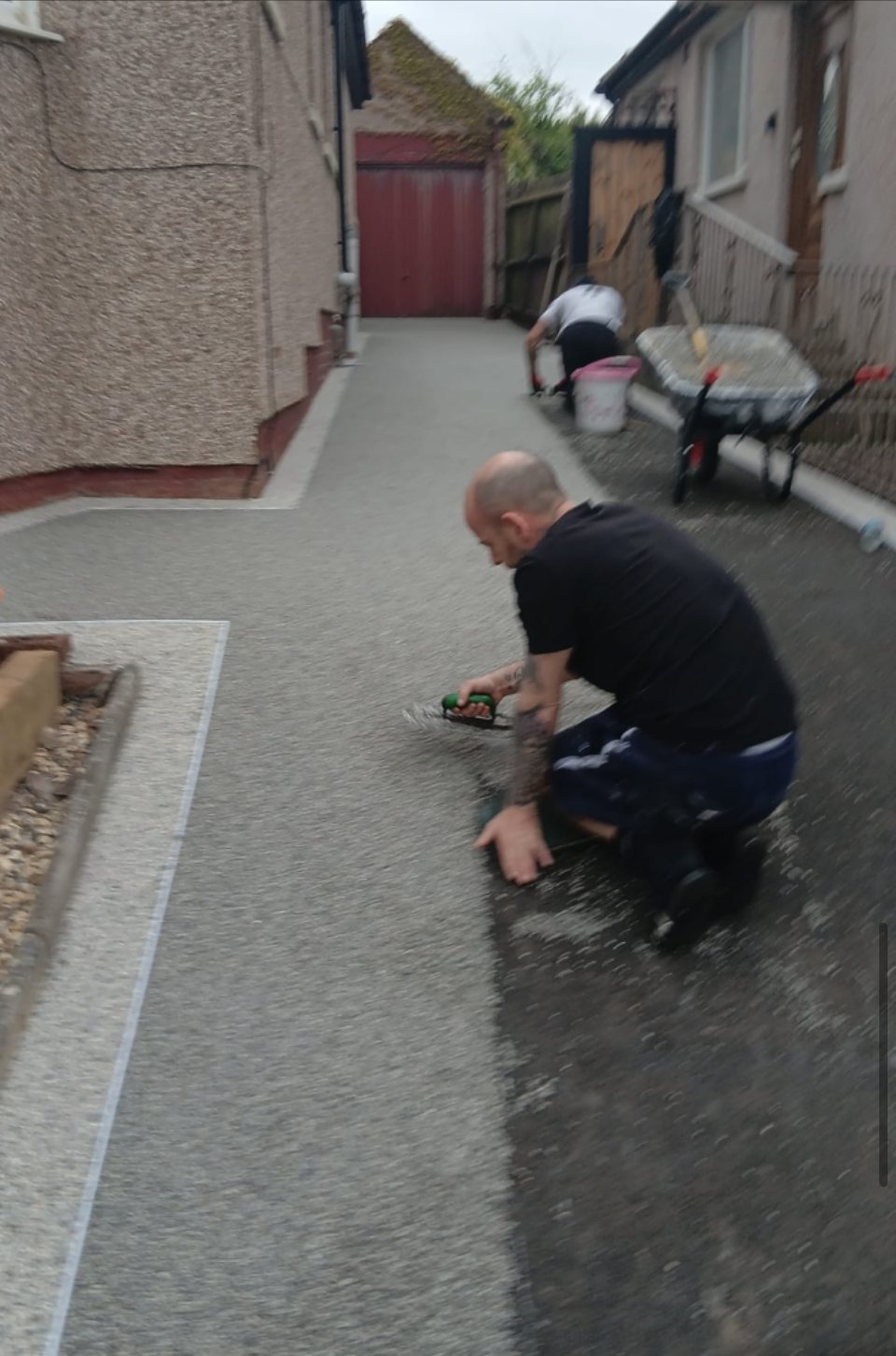 David, who runs Atlas, on a driveway job in Accrington